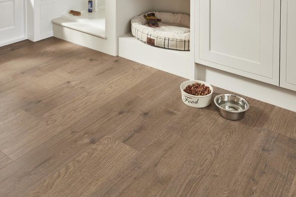 Design Statement Pet Friendly Flooring with dog dishes